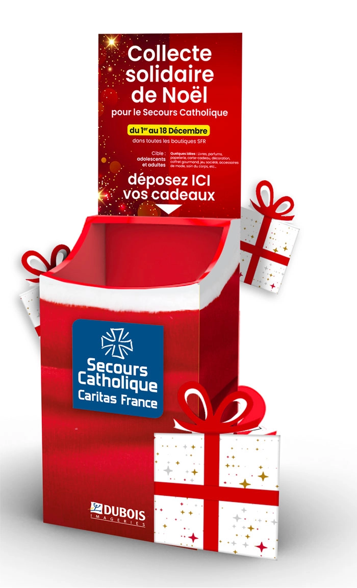 Visuel d'illustration de la collecte solidaire de Noel pour le Secours catholique dans les boutiques SFR Caraïbe